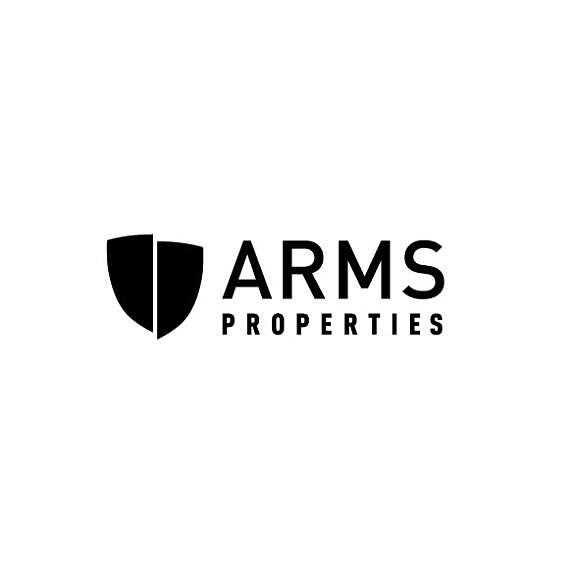 ARMS PROPERTIES logo with a black shield emblem to the left and the words “ARMS PROPERTIES” in bold letters on a white background.