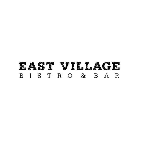 East Village Bistro & Bar logo with bold distressed “EAST VILLAGE” text and smaller spaced letters below.